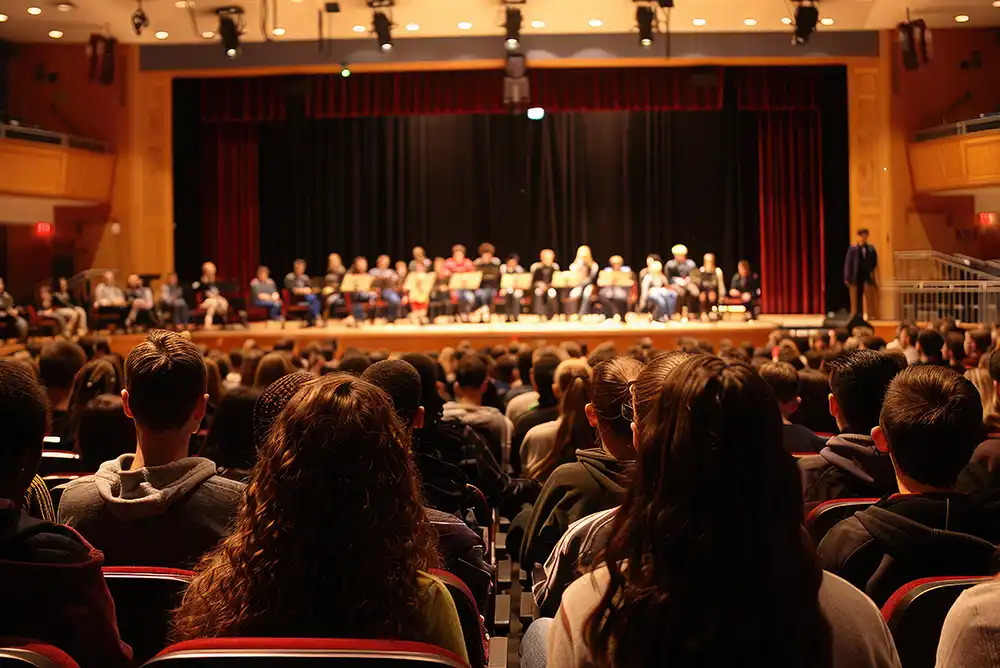 people in a auditorium watching a show